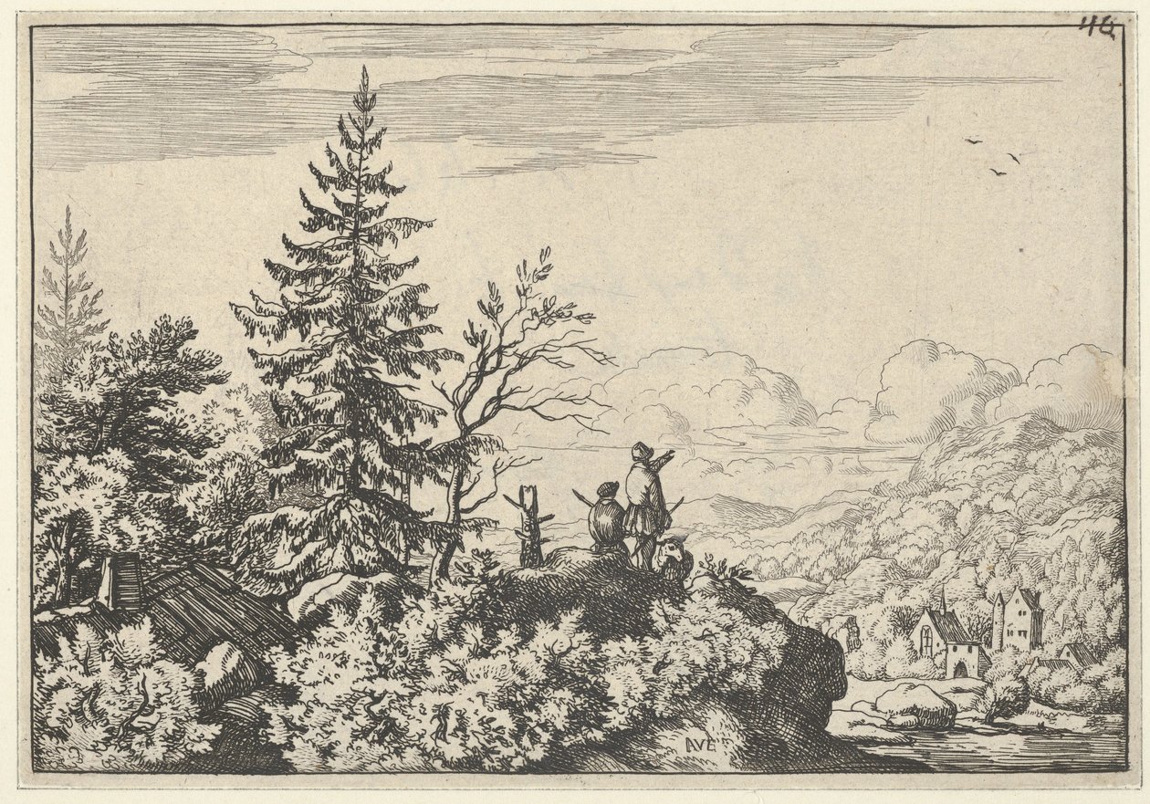 Les deux hommes sur la colline, 17e siècle - Allart van Everdingen