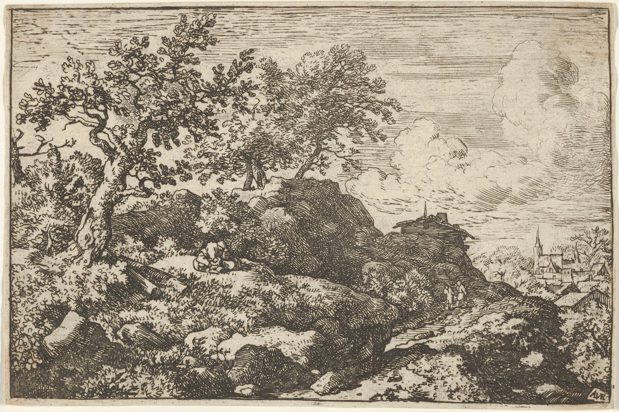 Les deux paysans assis sur la colline - Allart van Everdingen