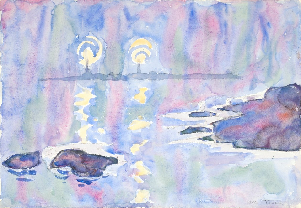 Aquarelle no. 73, Bleu et Lavande - Allen Tucker