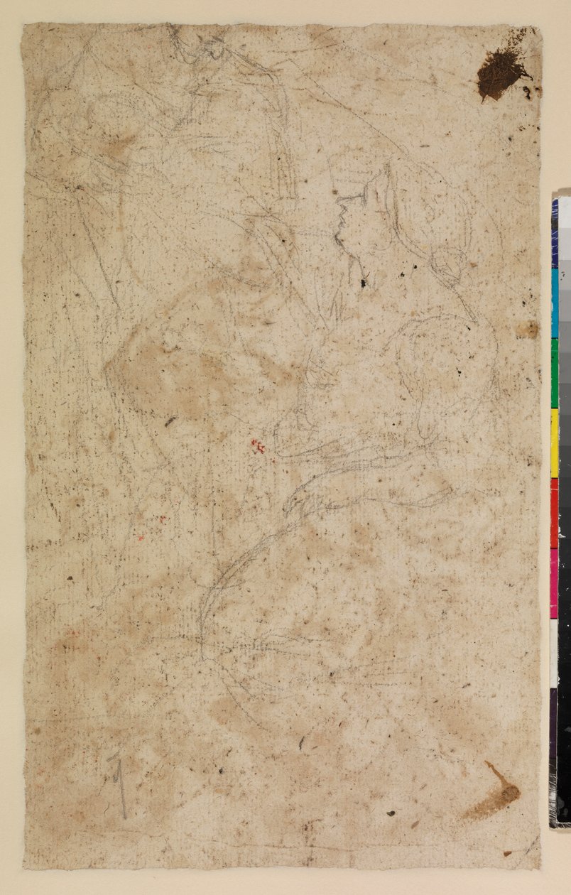 Études de figures avec une femme agenouillée de profil, verso, XVIIe siècle - Alonso del Arco