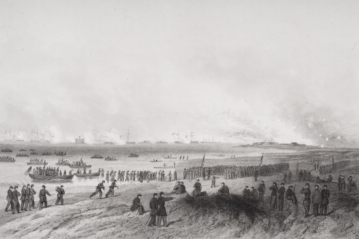 Débarquement des troupes lors du bombardement de Fort Fisher, Caroline du Nord, 1864 - Alonzo Chappel