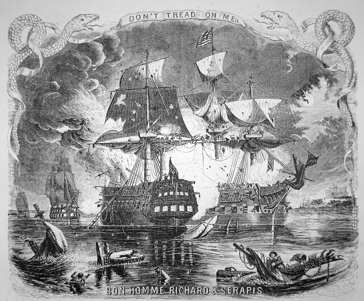 John Paul Jones, commandant le Bonhomme Richard, défait le HMS Serapis le 23 septembre 1779 - Alonzo (after) Chappel