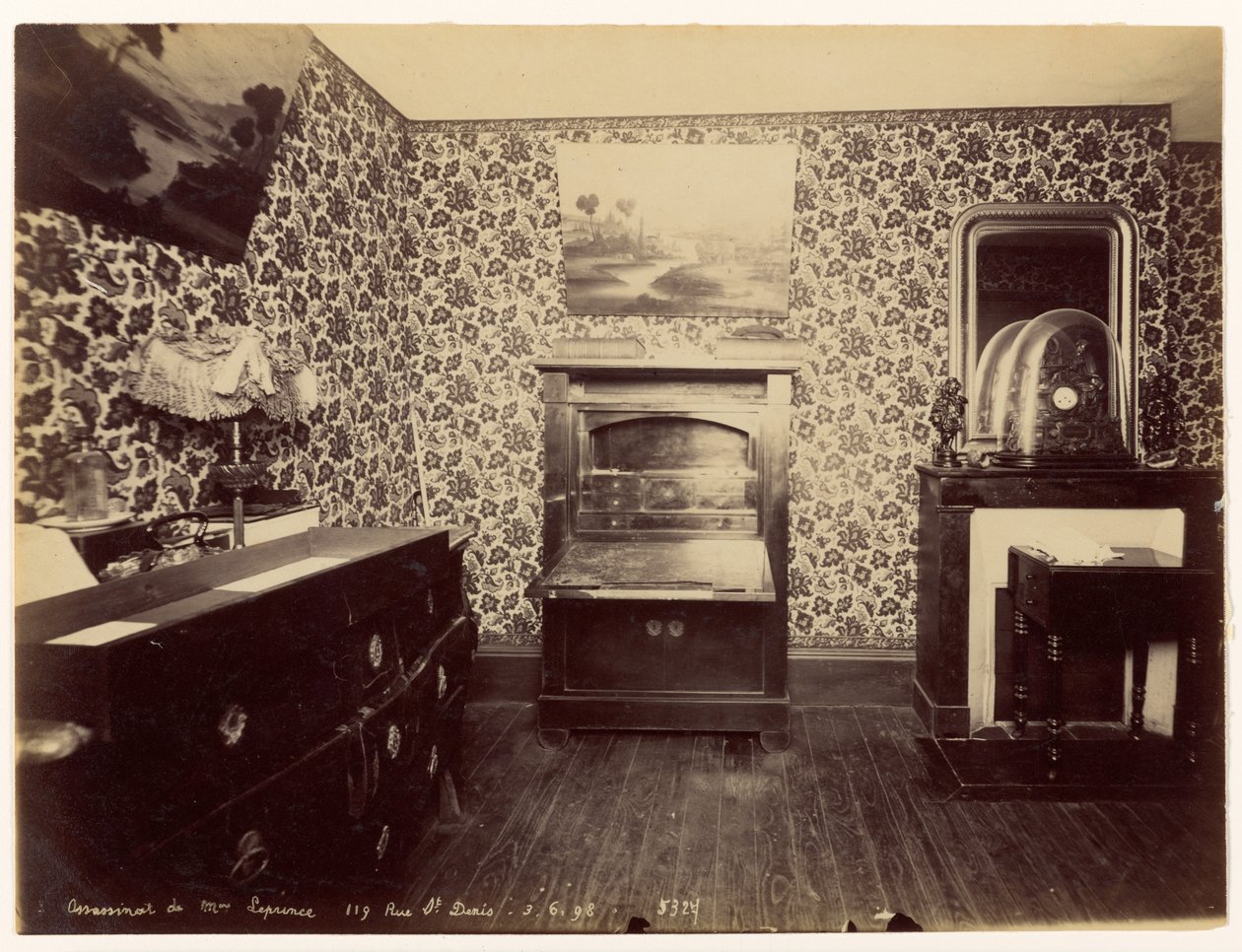 Assassinat de la dame Leprince … Vue de la Chambre à coucher - Alphonse Bertillon