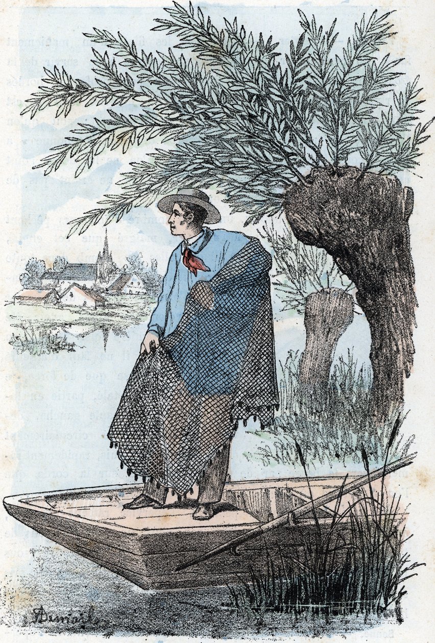 Pêche au filet Gravure de 