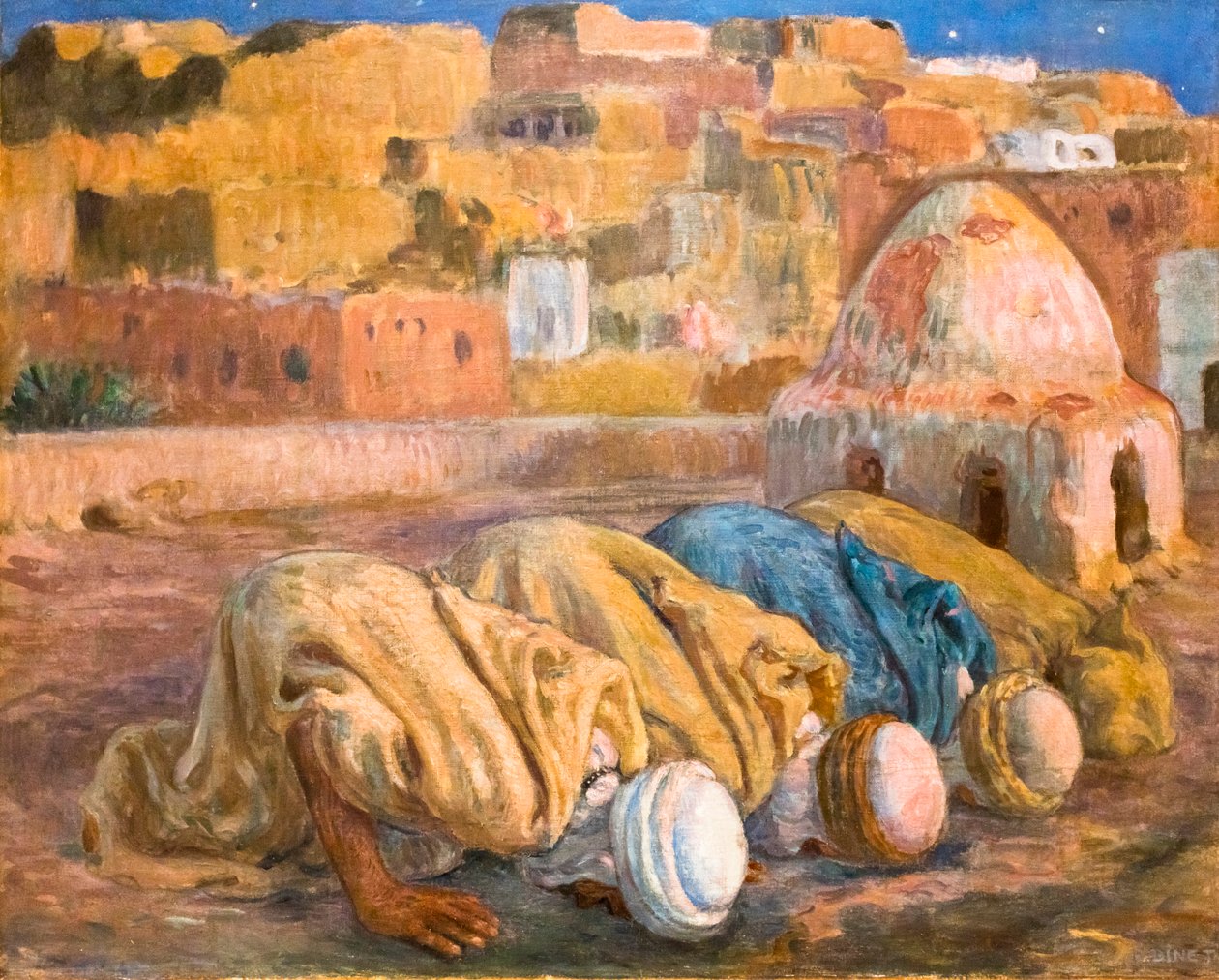 Prière sur une terrasse à Bou-Saada ou Es-Sojoud (huile sur toile) - Alphonse Etienne Dinet