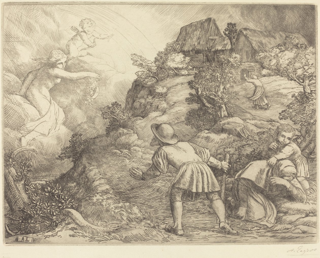 Allégorie du paysan et de la fortune - Alphonse Legros