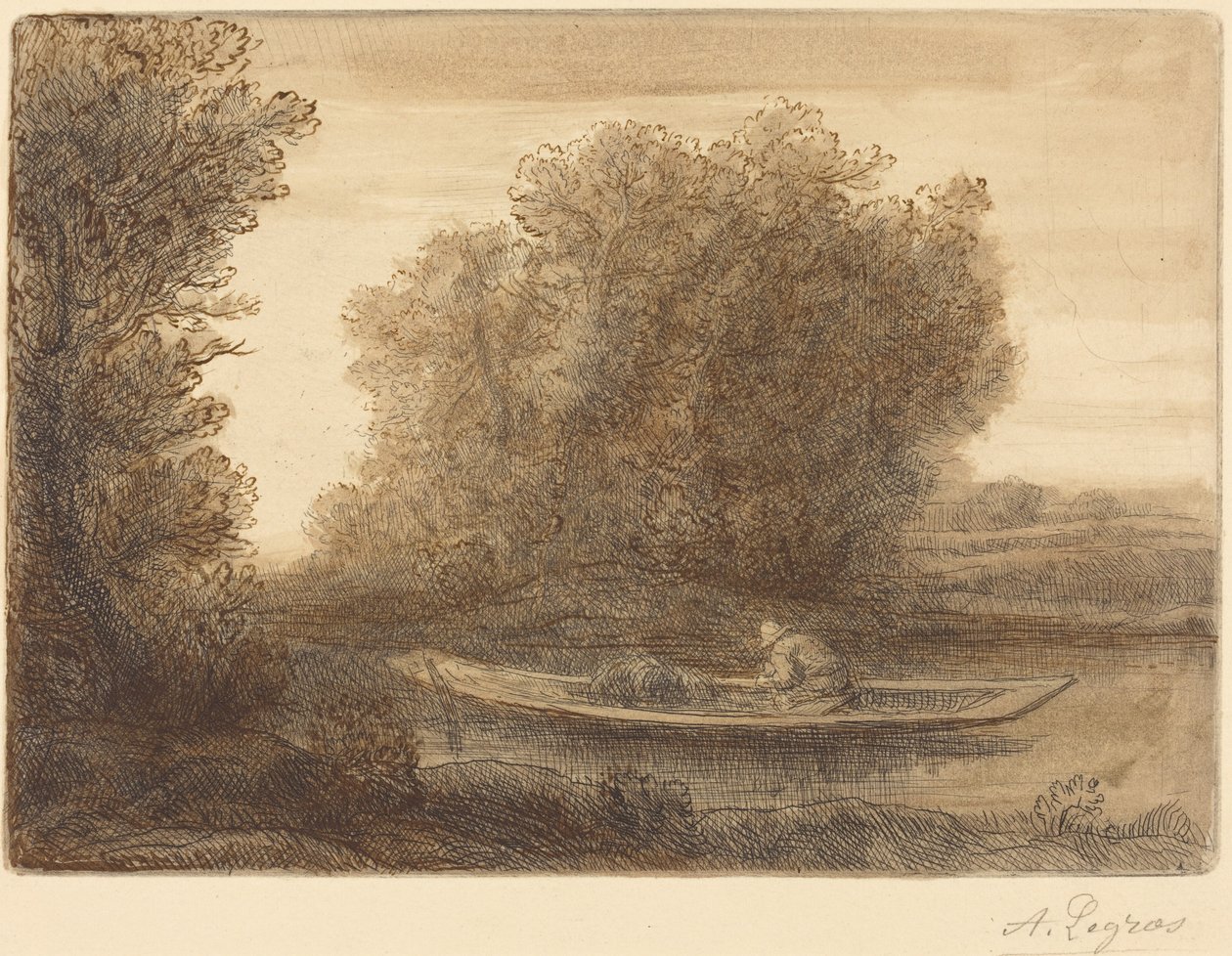 Un méandre de la rivière (Un coin de rivière) - Alphonse Legros