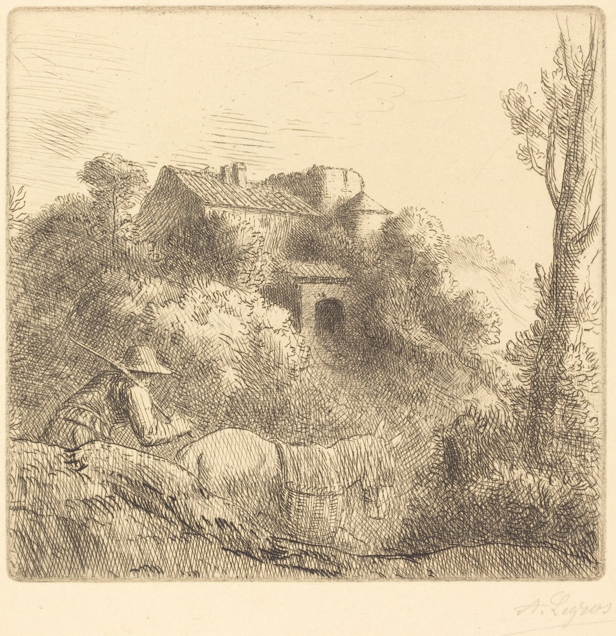 Ferme sur une colline - Alphonse Legros