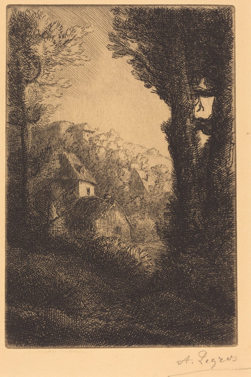 Ferme sur un coteau au soleil (La ferme du coteau ; Effet de soleil sur le coteau) - Alphonse Legros