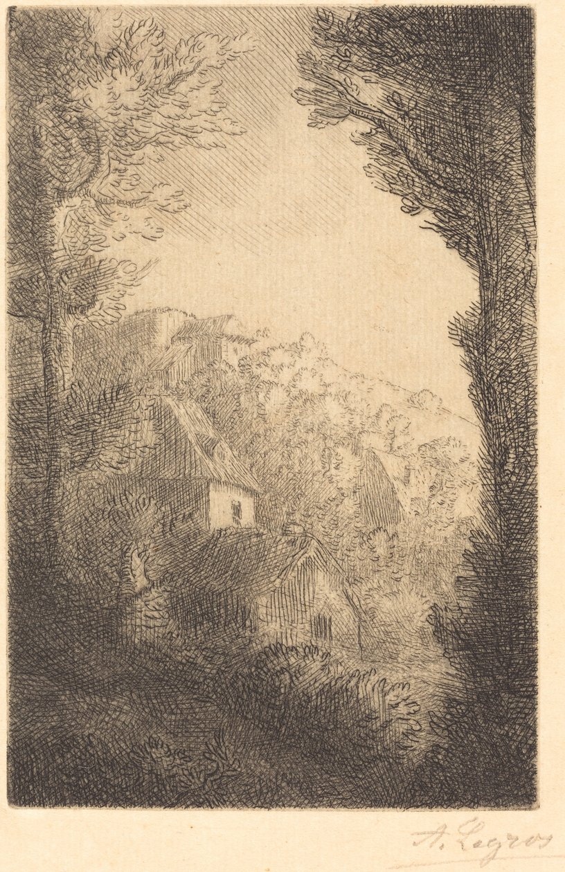 Ferme sur une colline ensoleillée La ferme du coteau, Effet de soleil sur le coteau - Alphonse Legros