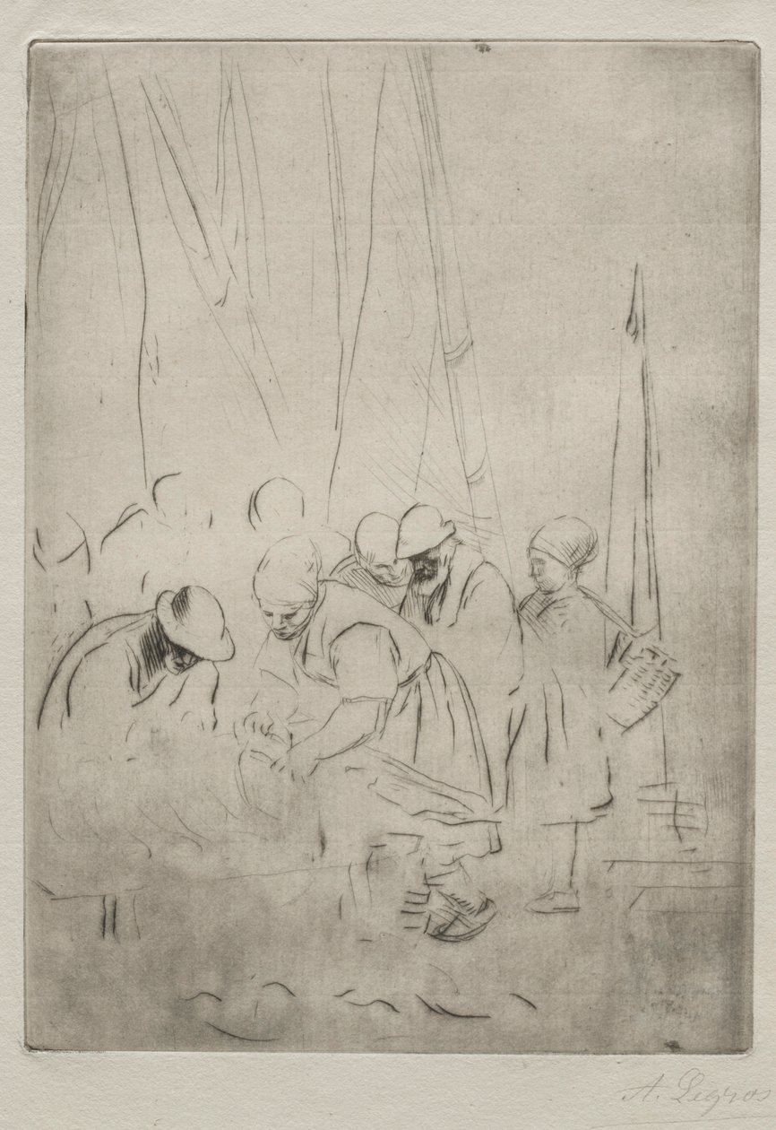 Pêcheurs sur le quai à Boulogne - Alphonse Legros