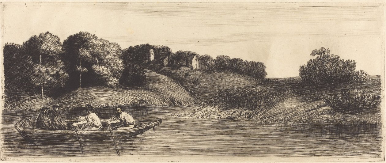 Paysage avec bateau, 1ère planche - Alphonse Legros