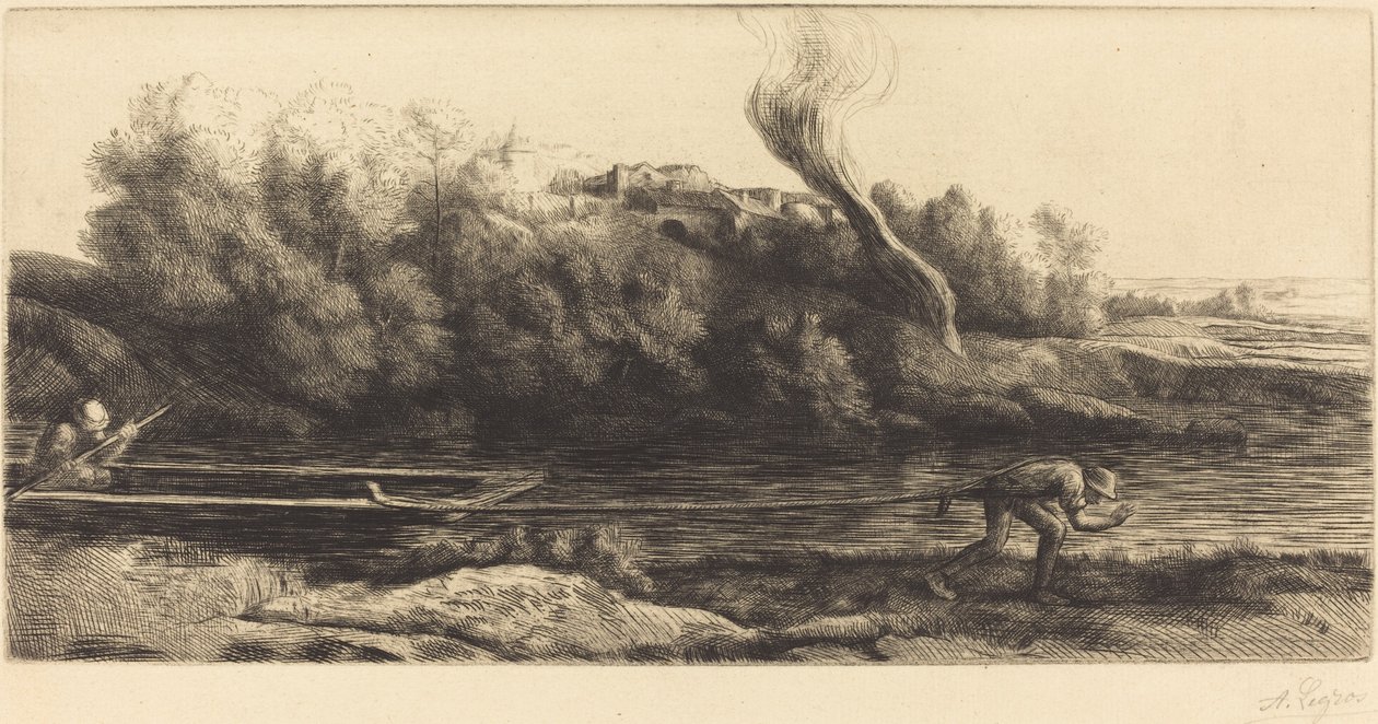 Paysage avec bateau, 2ème planche - Alphonse Legros