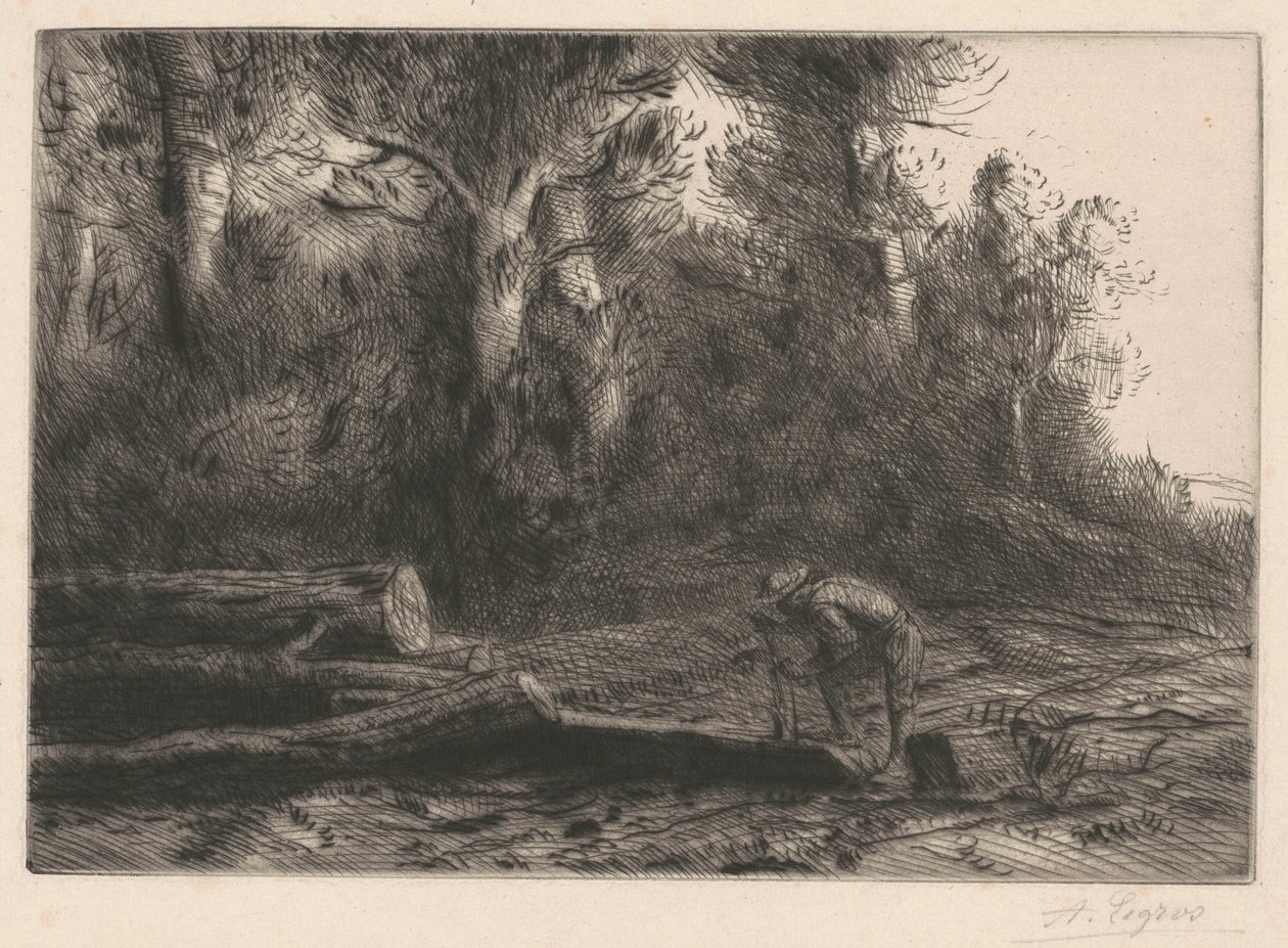 Man Squaring Logs (Homme qui fend des bûches) - Alphonse Legros