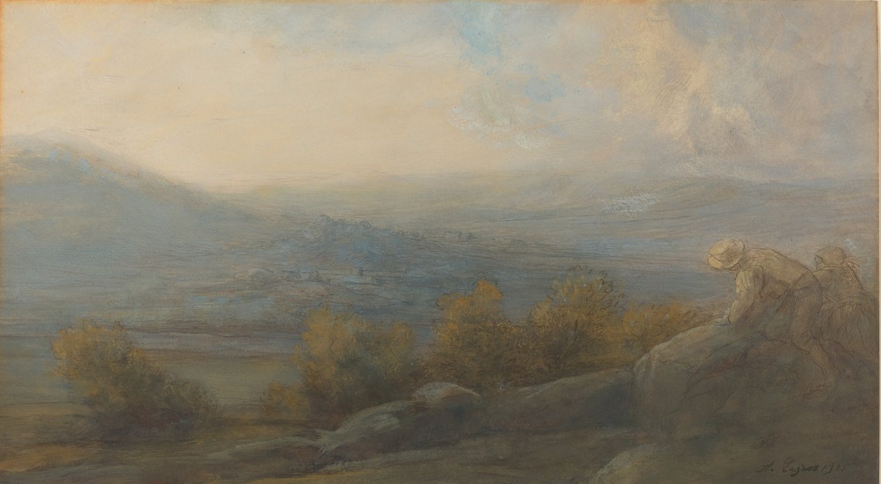 Paysage de montagne avec deux figures à droite, 1905 - Alphonse Legros