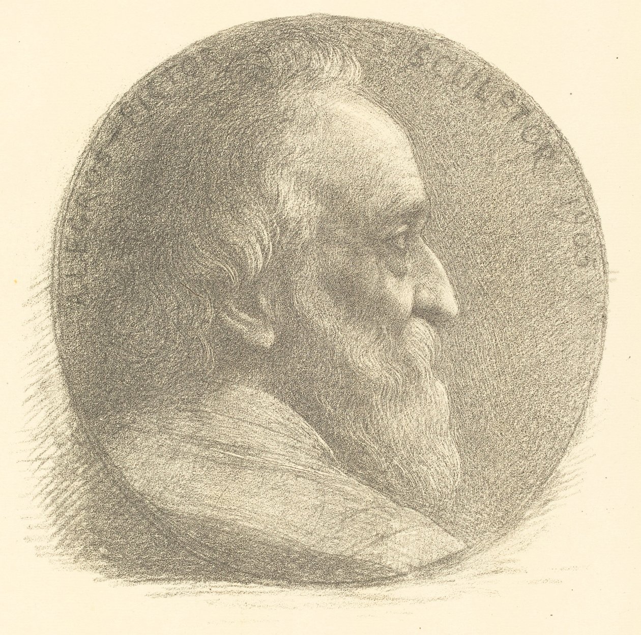 Autoportrait, Médaillon, No.1, 9ème planche, 1905 - Alphonse Legros