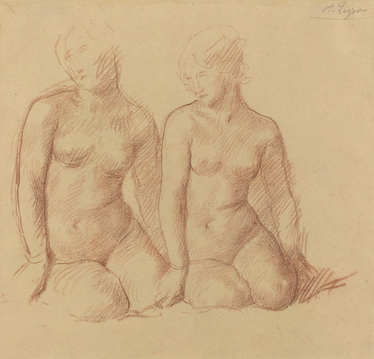 Étude de deux figures assises côte à côte - Alphonse Legros