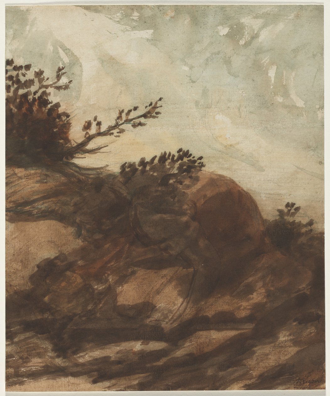 Coucher de soleil sur la colline, seconde moitié des années 1800 - Alphonse Legros