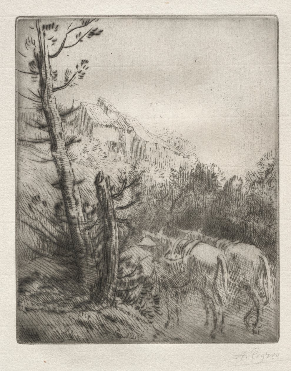 La ferme sur la colline - Alphonse Legros