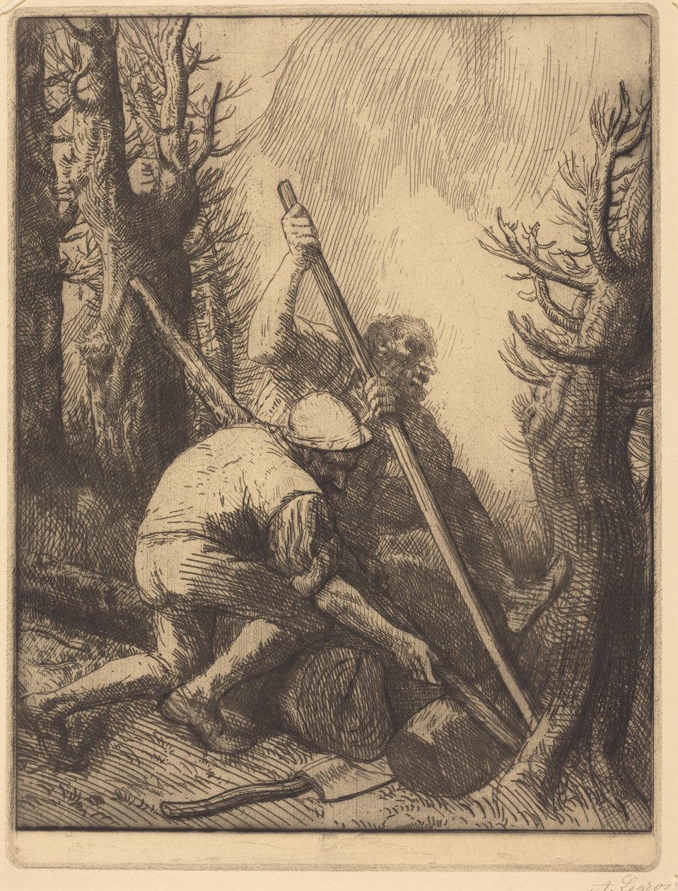 Woodcutters, 3rd plate (Les bucherons) - Alphonse Legros