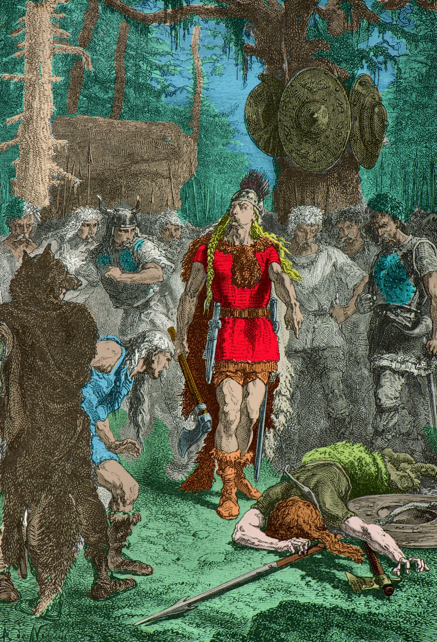 Clovis devant le guerrier qu