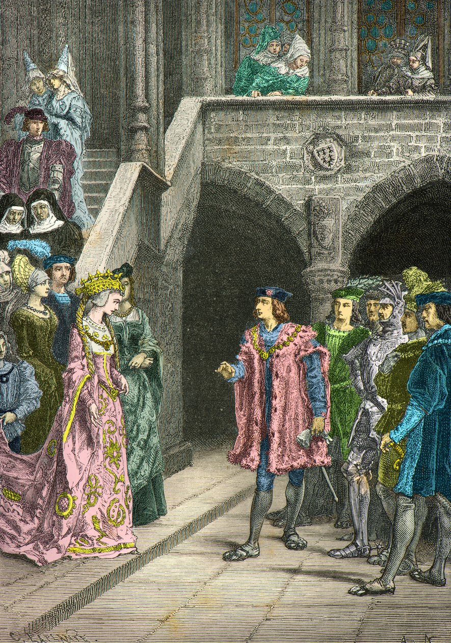 Entretien entre Anne de Bretagne et Charles 8 (Gravure) - Alphonse Marie de Neuville