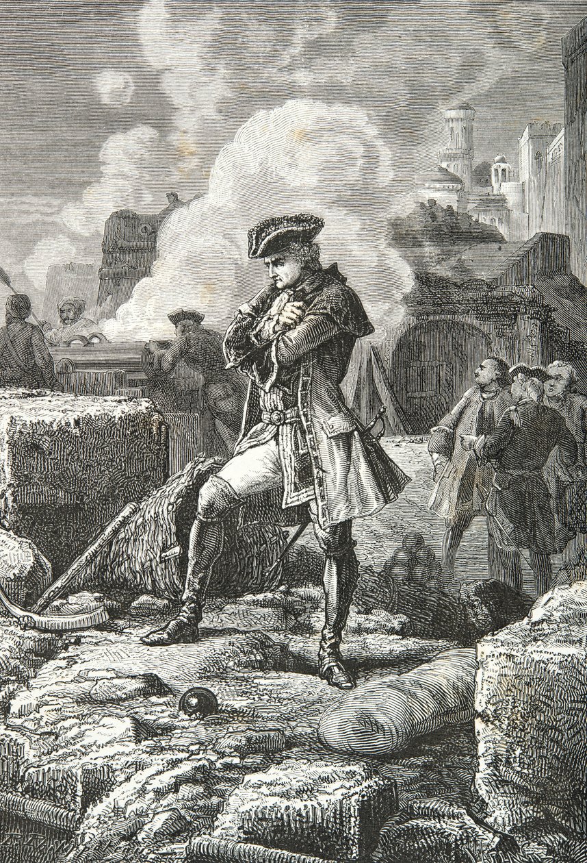Lally - Tollendal pendant le siège de Pondichery en 1760 (Gravure) - Alphonse Marie de Neuville