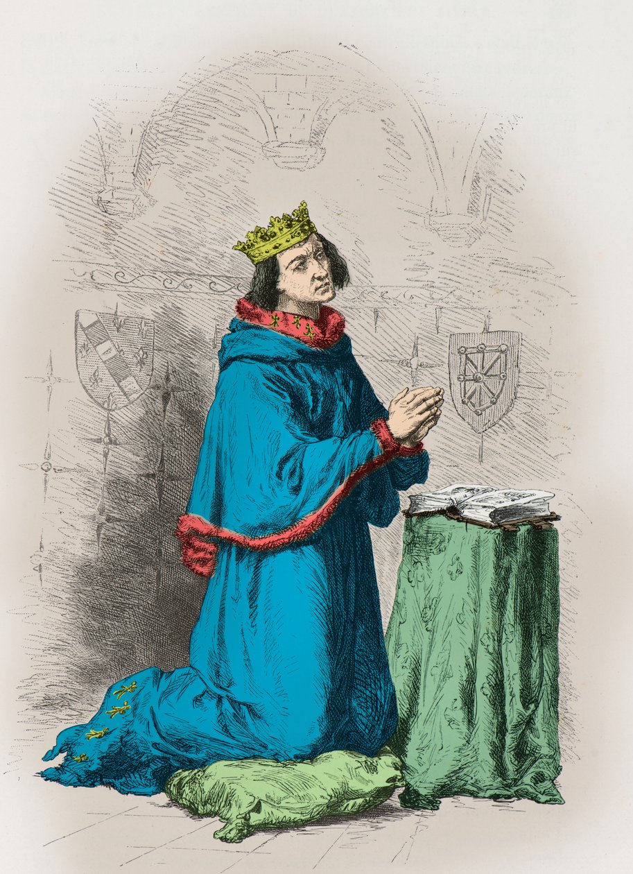 Portrait du roi Charles 2 de navarre dit le mauvais (Engraving) - Alphonse Marie de Neuville