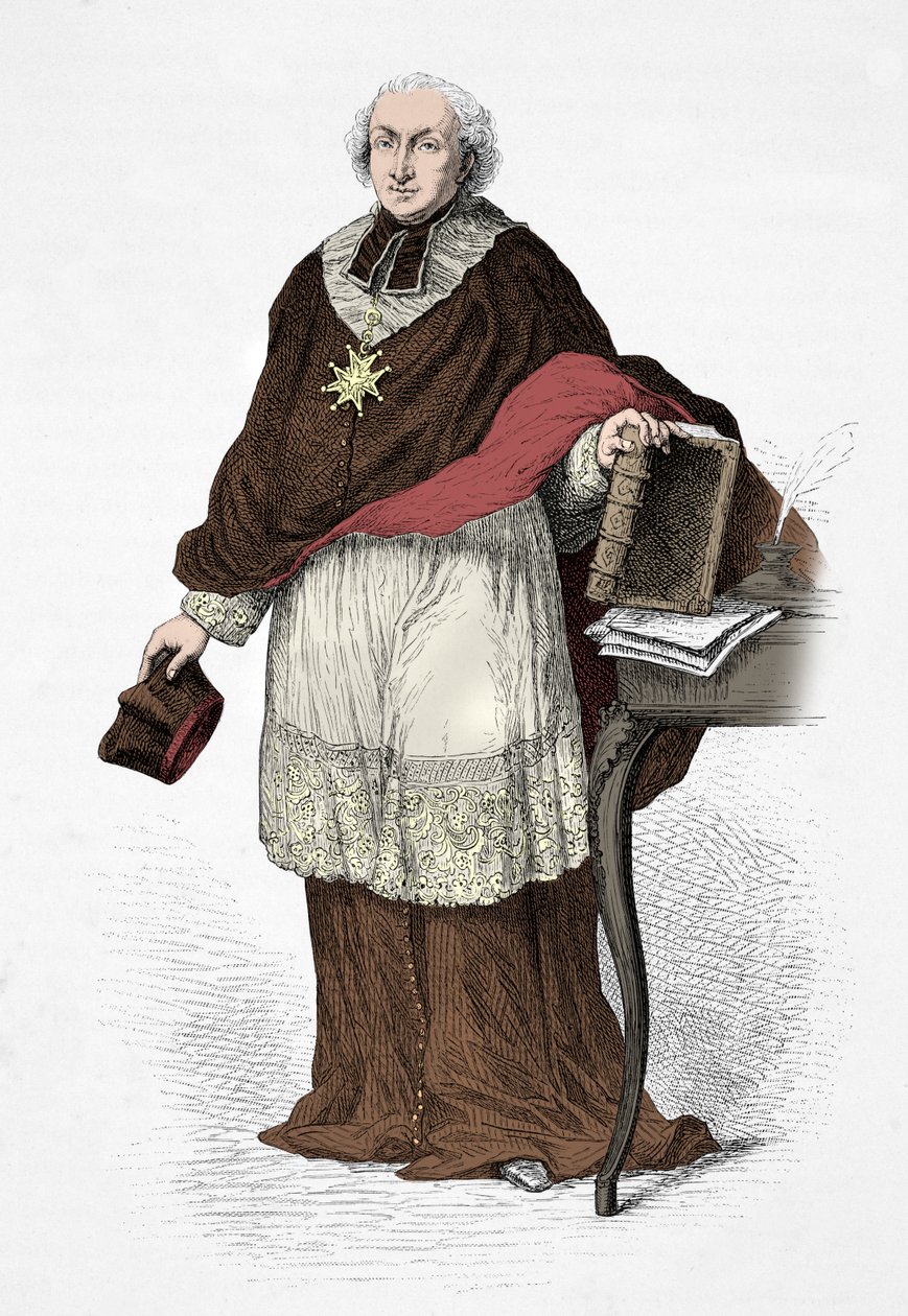 Portrait of Cardinal de Lomenie de Brienne (Engraving) - Alphonse Marie de Neuville
