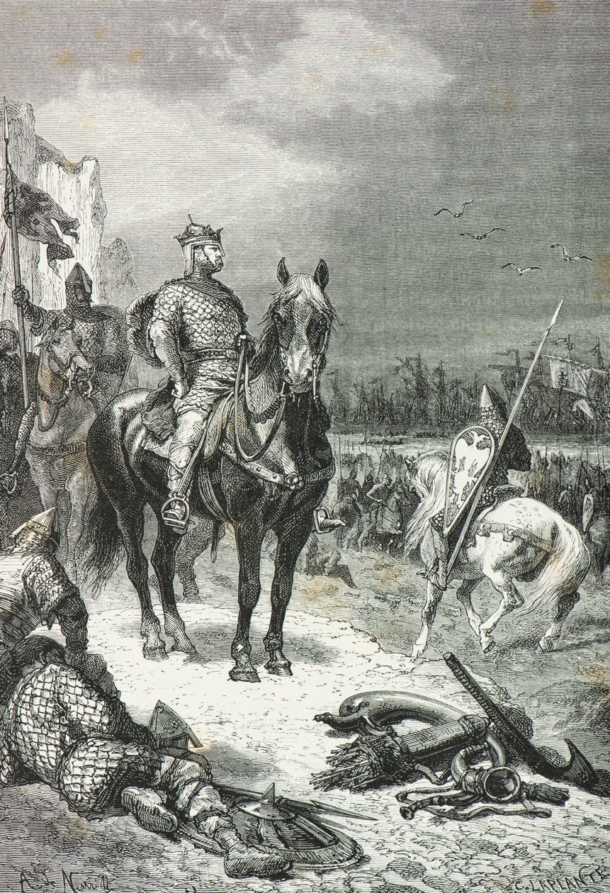 Guillaume le Conquérant débarque à Pevensey en 1066 (Gravure) - Alphonse Marie de Neuville