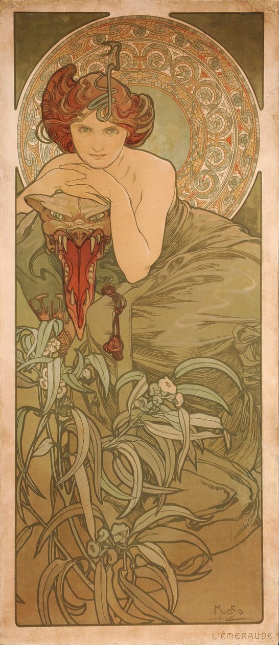 Émeraude de la série Les gemmes - Alphonse Mucha