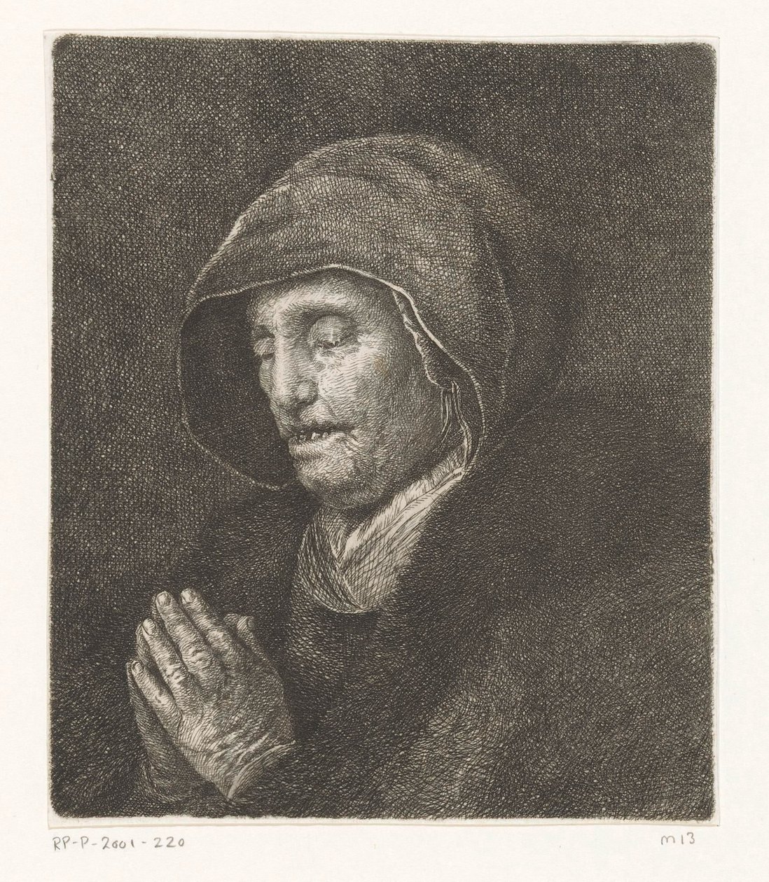 Vieille femme priant (la mère de Rembrandt) - Amalie Baader