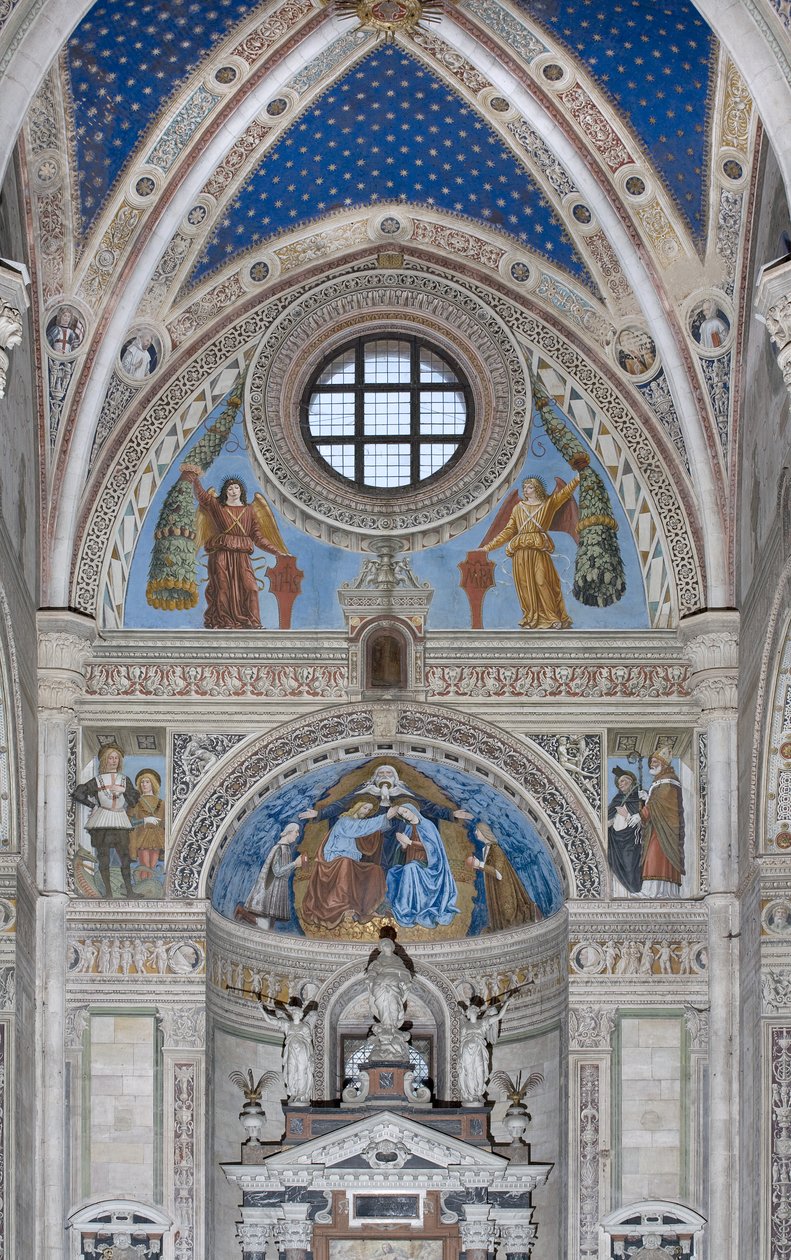 Couronnement de la Vierge Marie avec Dieu et le Saint-Esprit entre Francesco et Ludovico Sforza, 1500-1522 - Ambrogio da Fossano