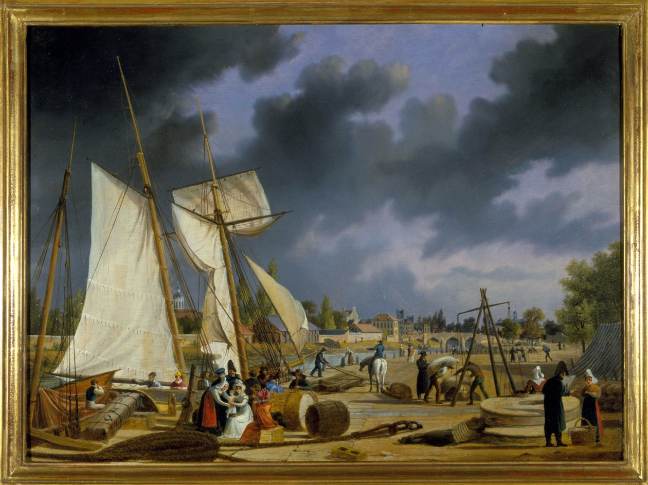 Le port de Caen par Louis Garneray, vers 1820 - Ambroise Louis Garneray