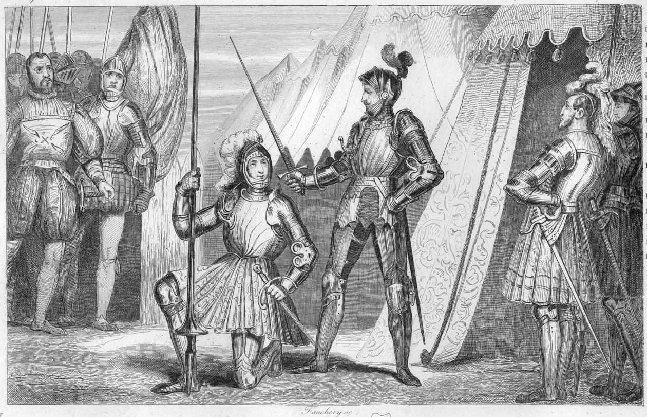 François Ier de France demandant à être adoubé par le Chevalier Bayard après la victoire à la bataille de Marignan, Italie - Ambroise Tardieu