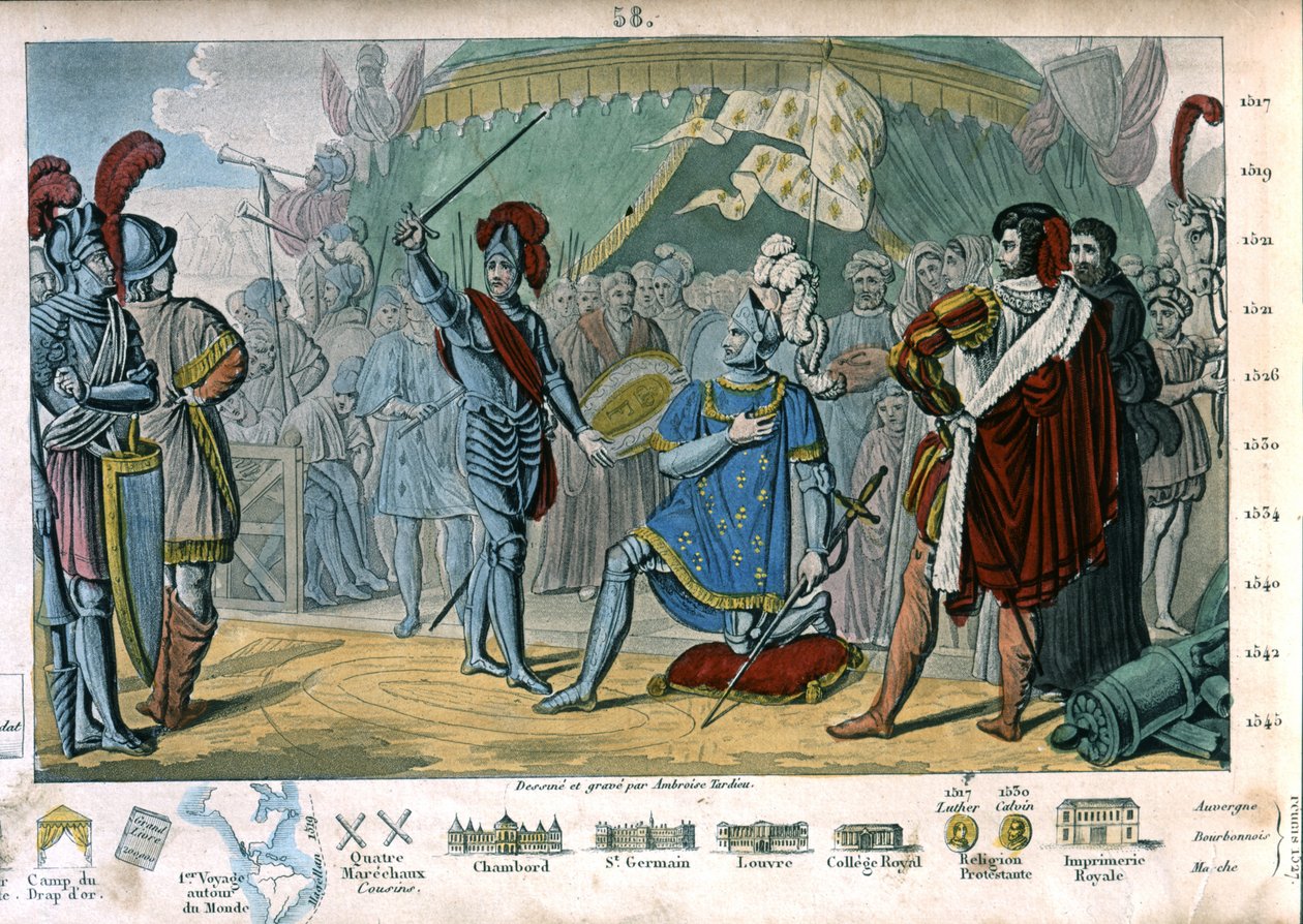 François Ier de France demandant à être adoubé par le Chevalier Bayard après la victoire à la bataille de Marignan, Italie - Ambroise Tardieu