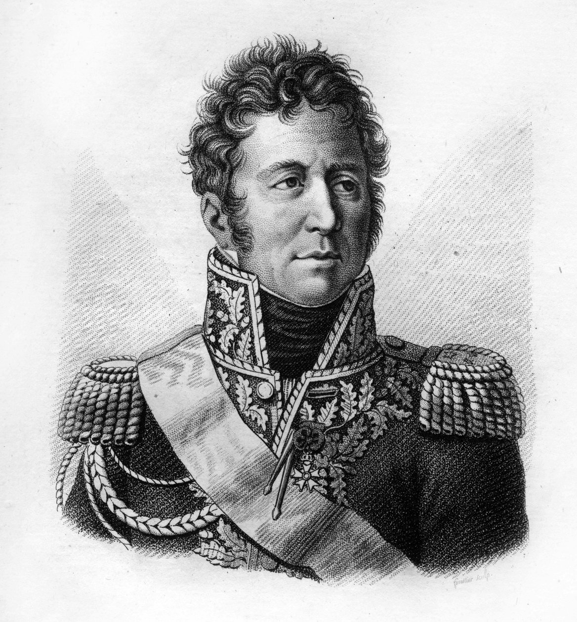 Jacques Alexandre Bernard Law, Marquis de Lauriston, Maréchal de France (1768-1828) - dans « Portraits des généraux français en suite les victoires et conquêtes des Français » Gravé par Ambroise Tardieu en 1818. Collection Stella. - Ambroise Tardieu