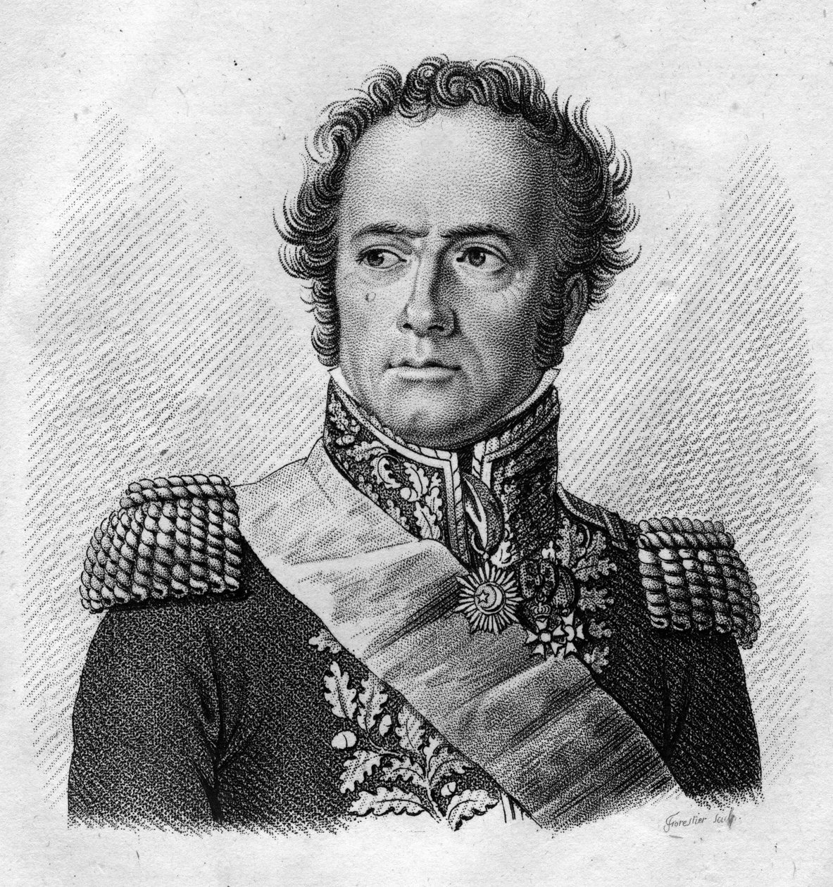 Maximilien Sébastien Foy, général et homme politique français (1775 - 1825) - dans « Portraits des généraux français suivant les victoires et conquêtes des Français ». Gravé par Ambroise Tardieu en 1818. Collection Stella - Ambroise Tardieu