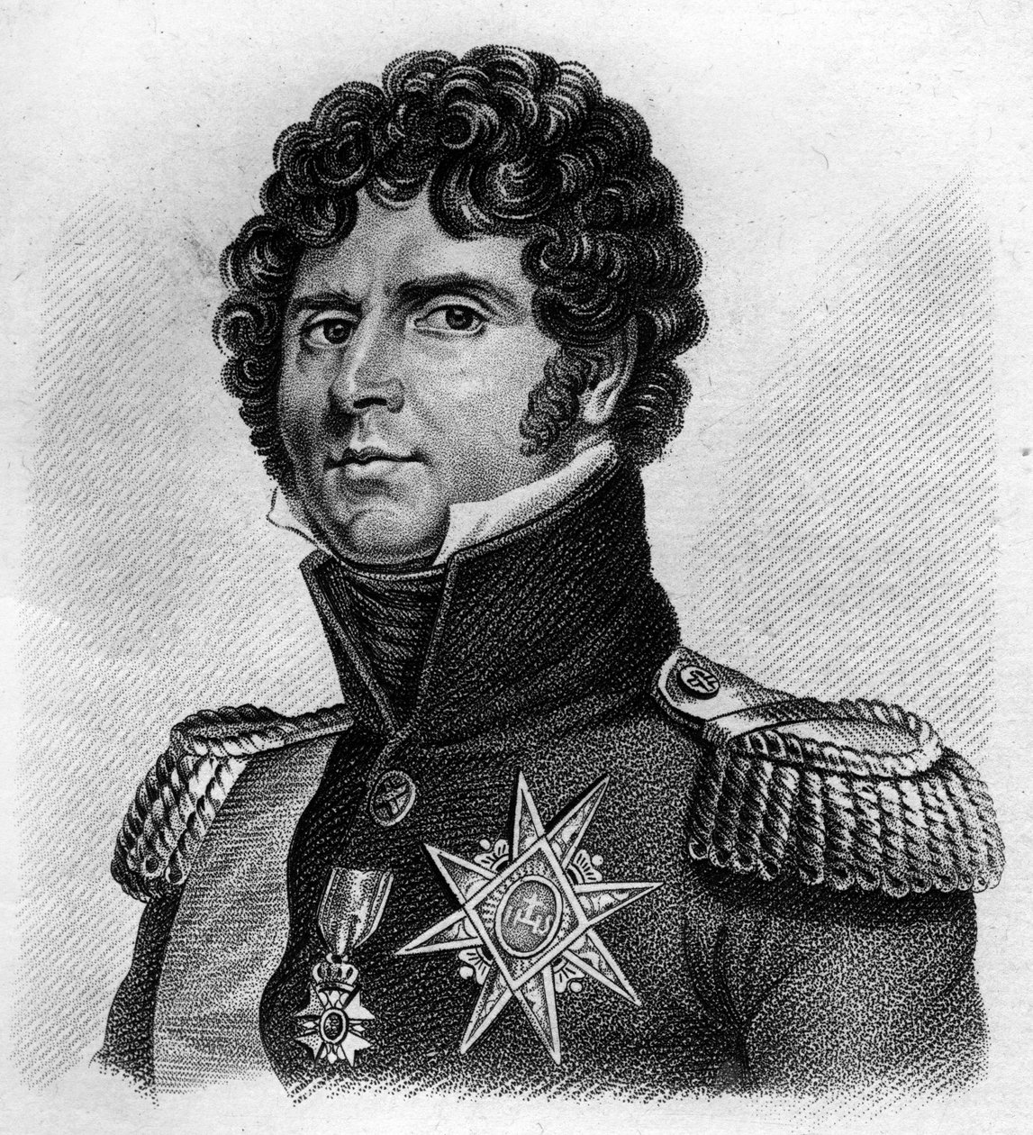 Portrait de Charles Jean-Baptiste Bernadotte (1763-1844), maréchal de France, roi Charles XIV de Suède et de Norvège. Dans « Portraits des généraux français ». Gravé par Ambroise Tardieu en 1818. Collection Stella - Ambroise Tardieu