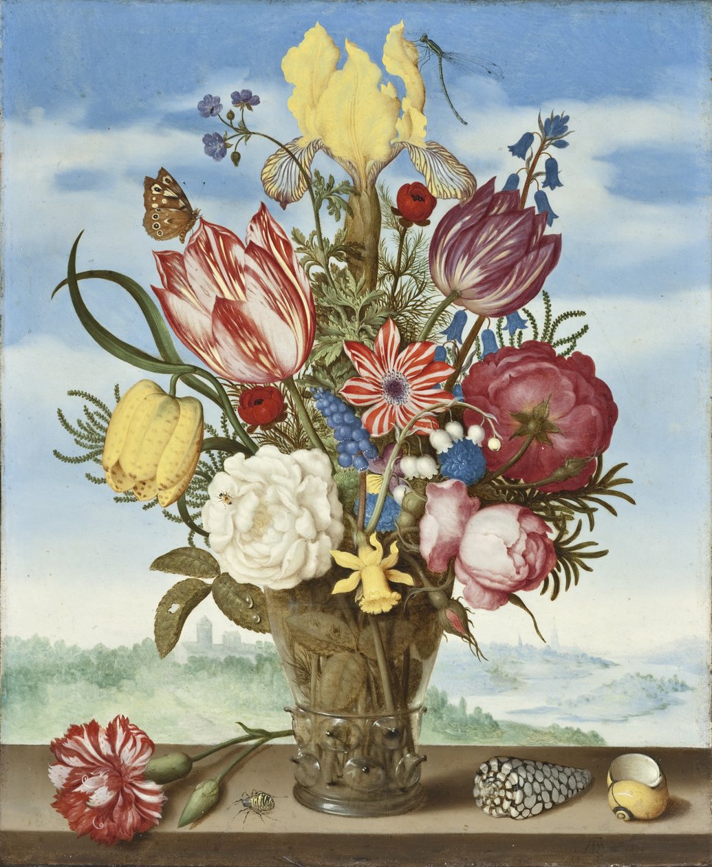 Bouquet de fleurs sur un rebord - Ambrosius the Elder Bosschaert