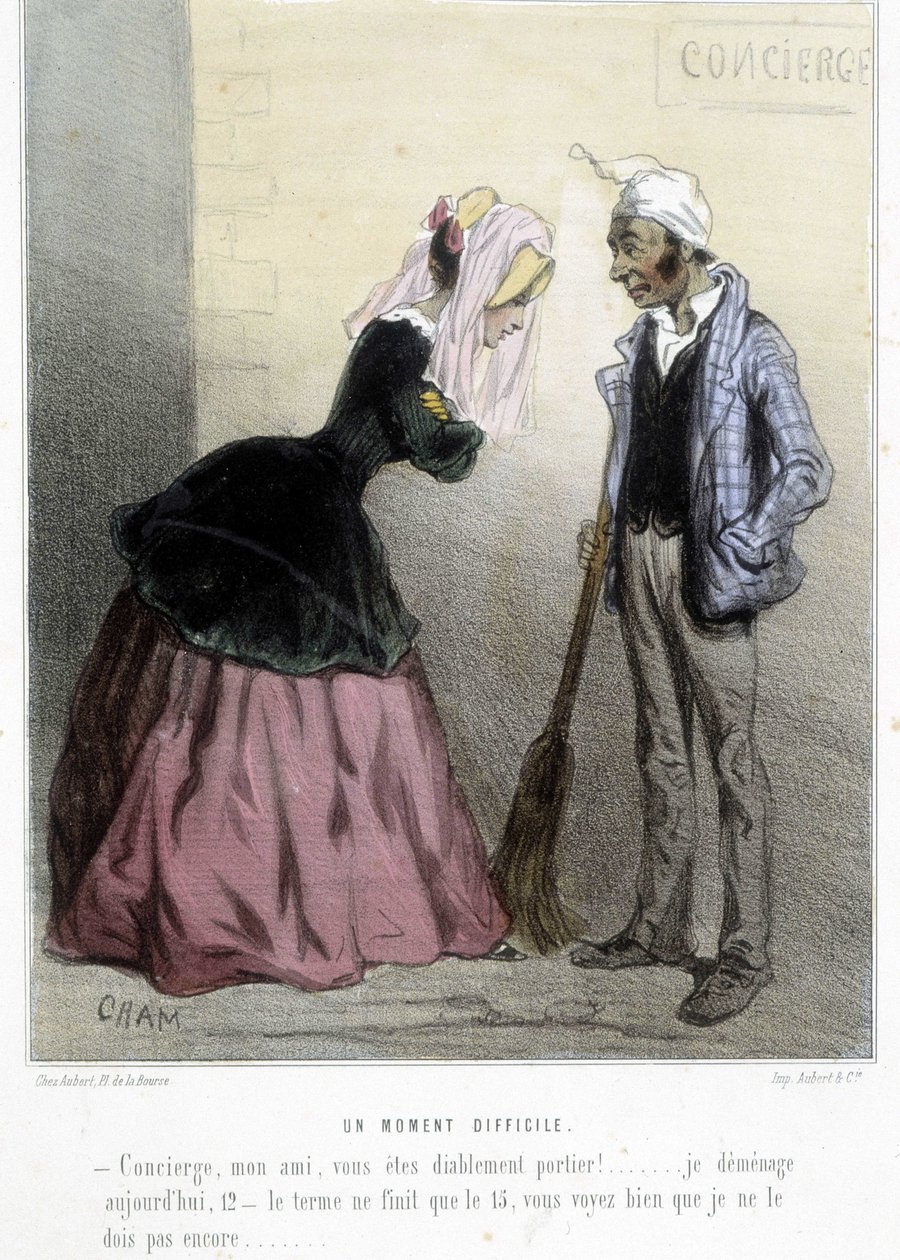 Un moment difficile (le loyer) - dans « Madeleines » par Cham, v.1870-1880 - Amédée de Noé