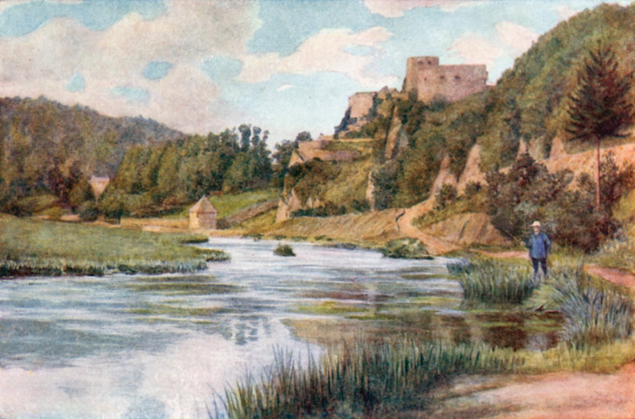 Chateau de Bouillon, in the Semois Valley (colour litho) - Amedee (after) Forestier