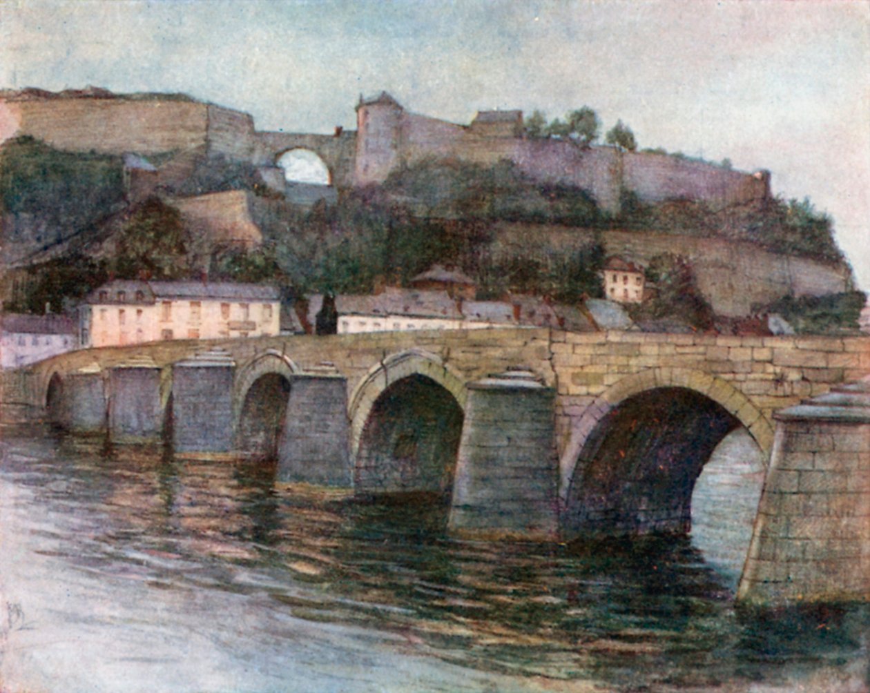 Pont de Jambes et Citadelle, Namur (colour litho) - Amedee (after) Forestier