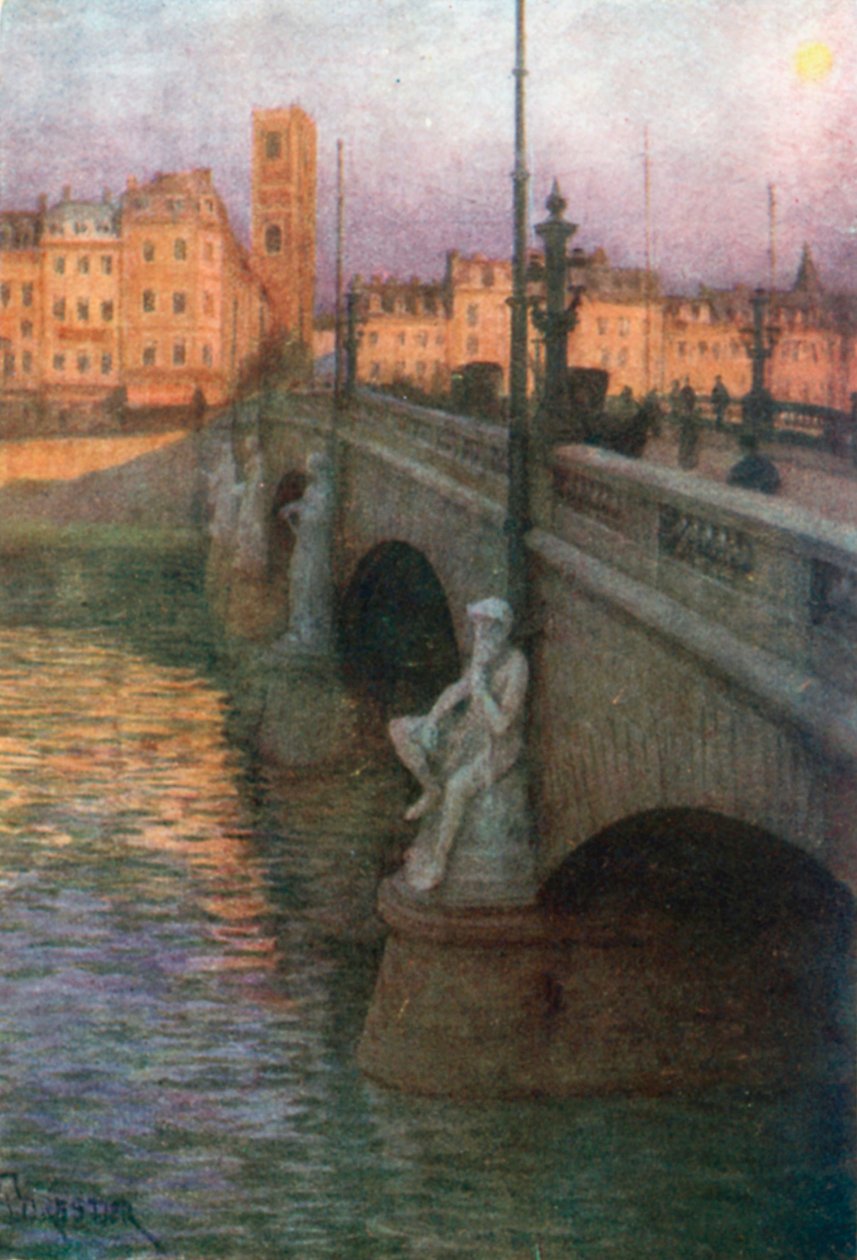 Pont des Arches, Liege (colour litho) - Amedee (after) Forestier