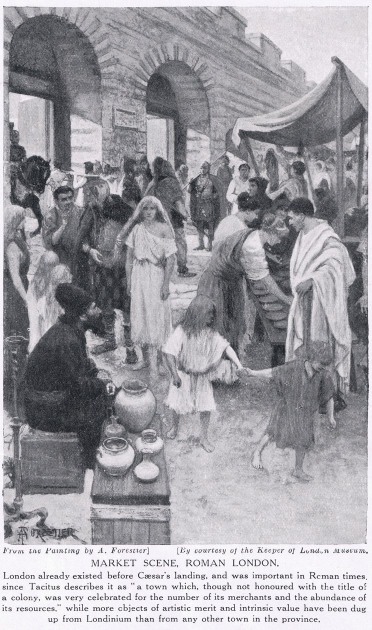Scène de marché romain, Londres, illustration de 