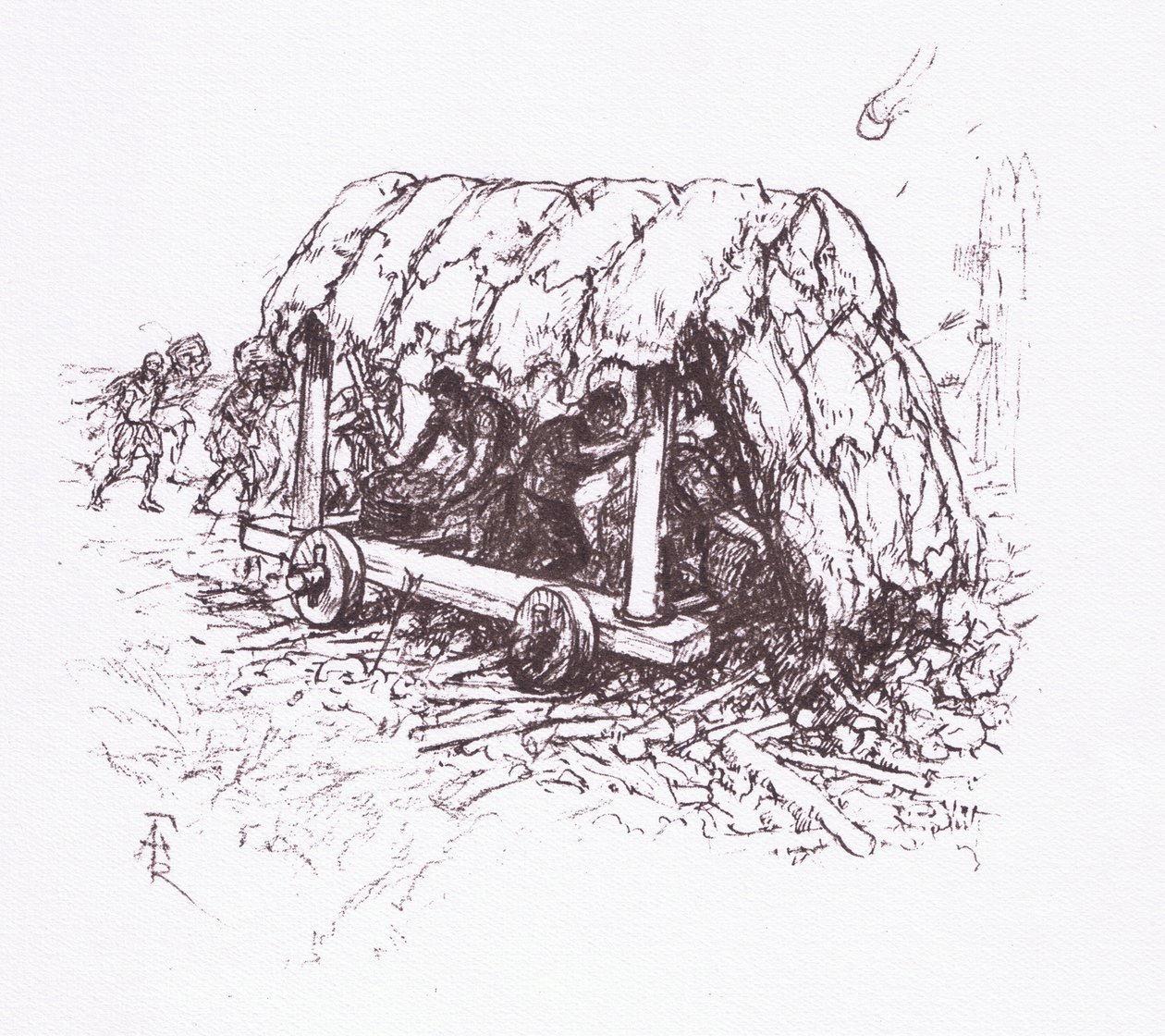 La Tortue, une machine de terrain, illustration de The Roman Soldier, 1928 - Amedee Forestier