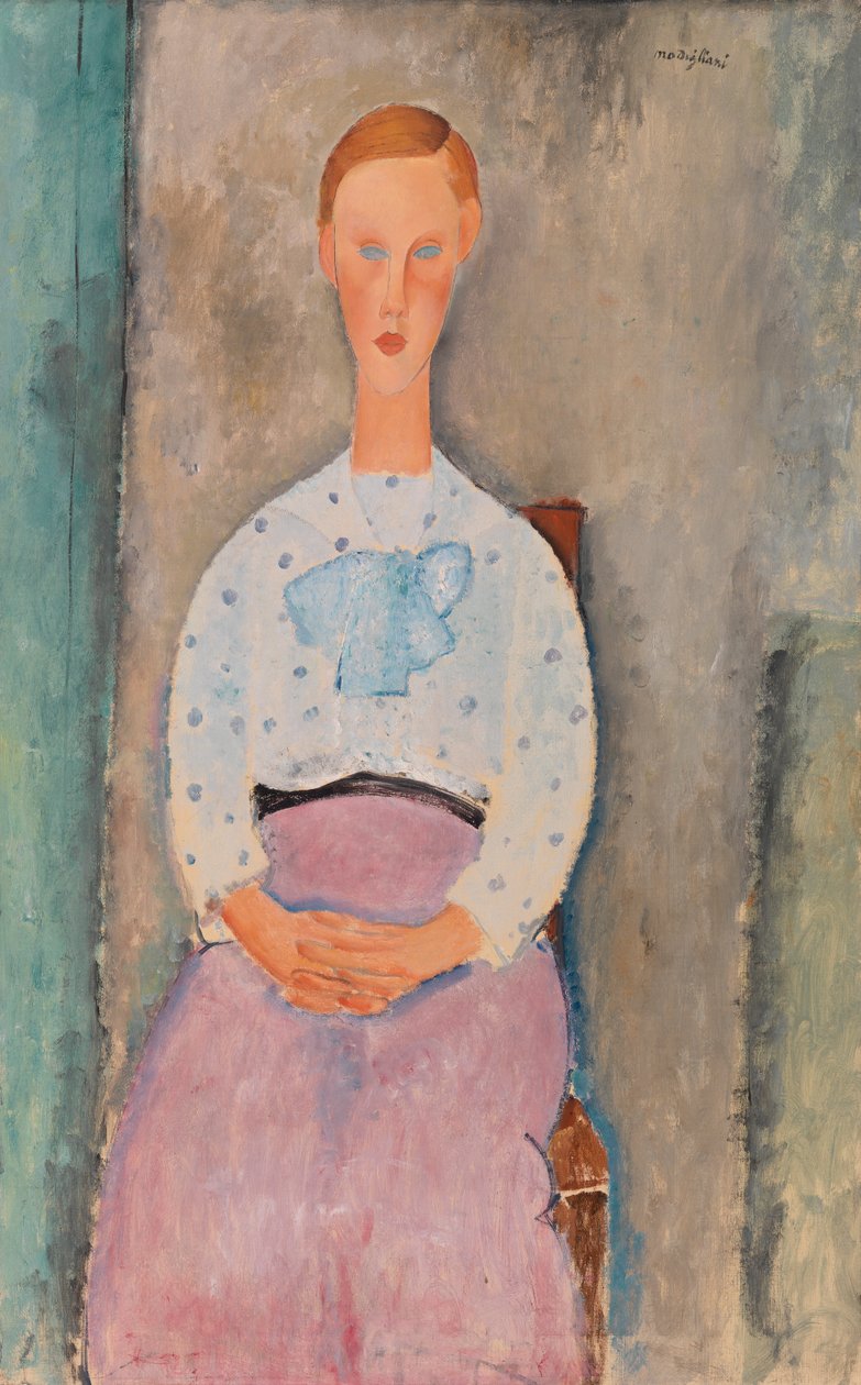 Girl with a Polka-Dot Blouse (Jeune fille au corsage à pois) - Amedeo Modigliani