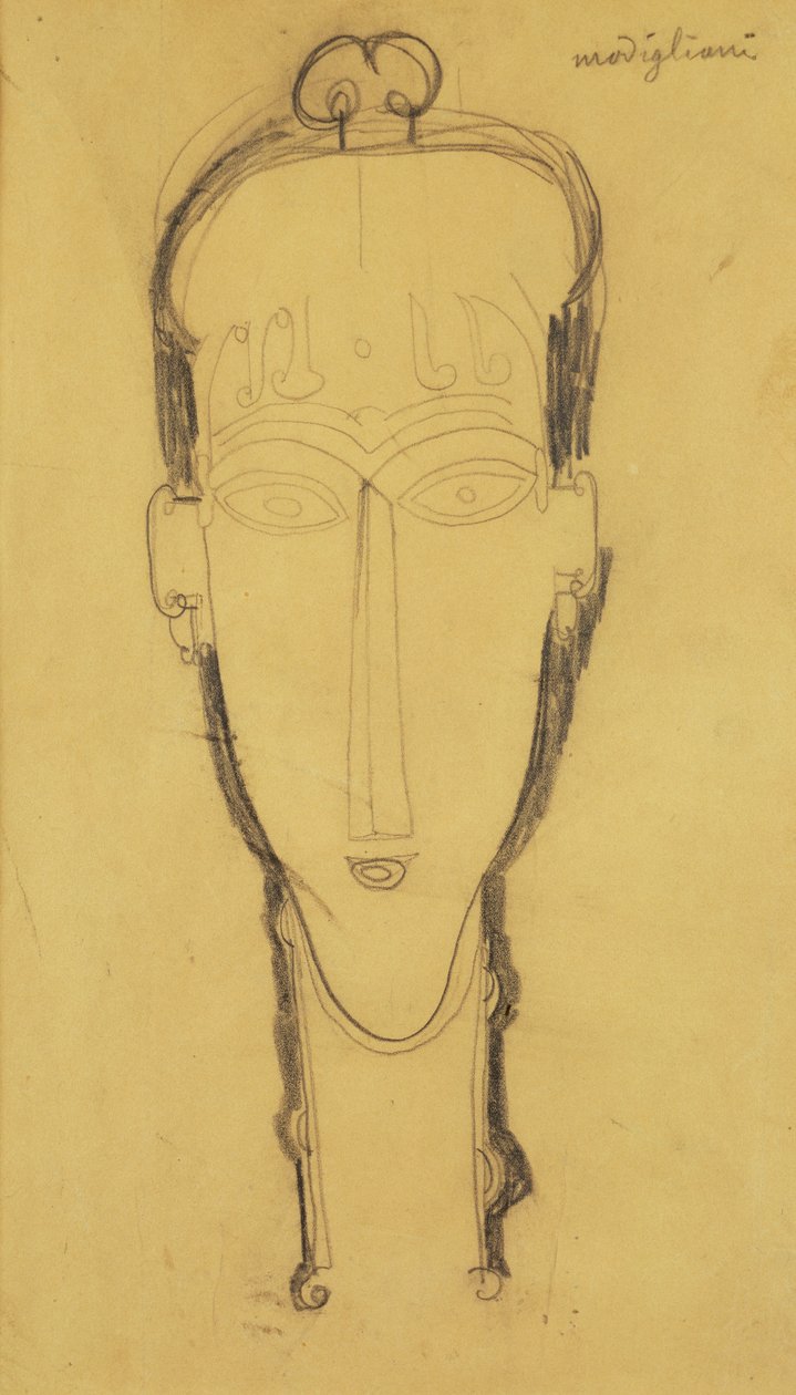 Tête de caryatide avec une coiffe - Amedeo Modigliani