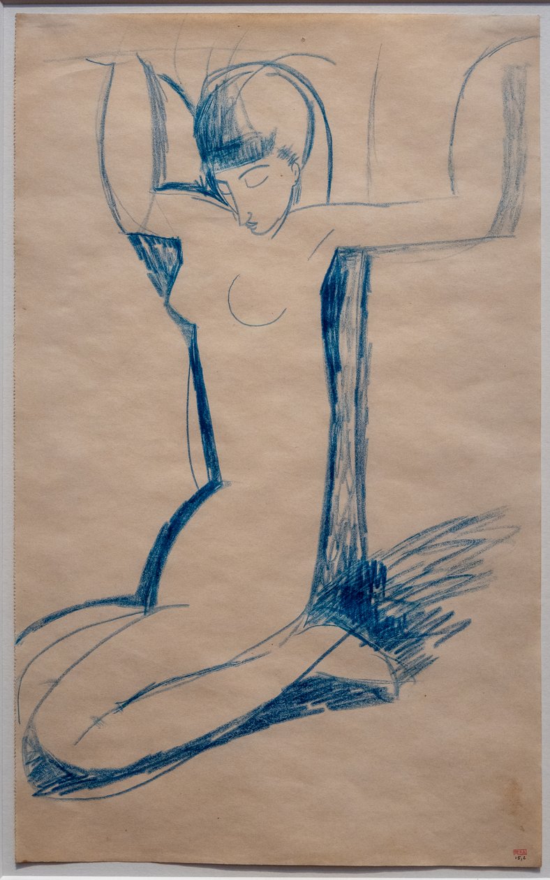 Caryatide agenouillée, assise sur ses talons (Anna Akhmatova ) - Amedeo Modigliani