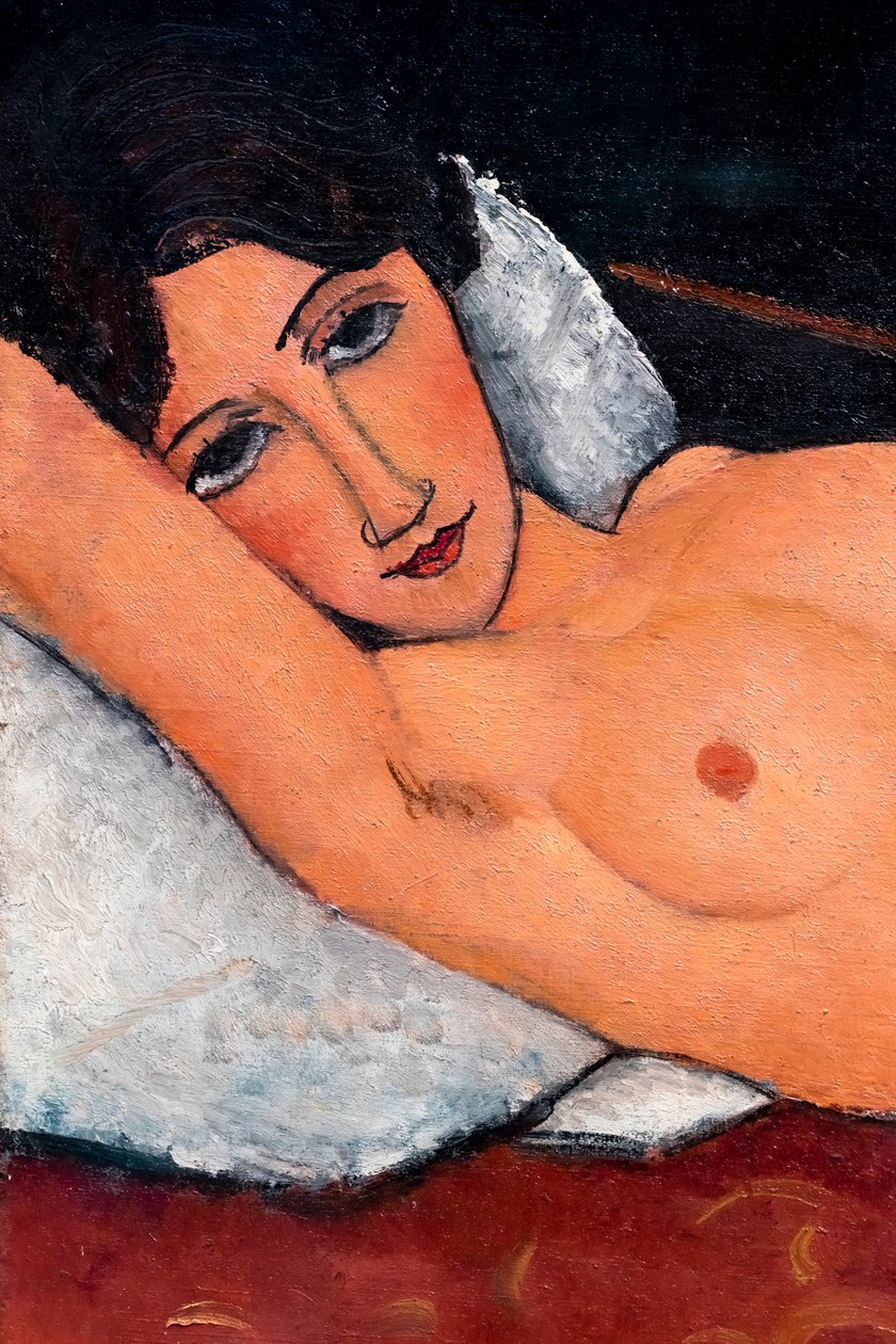 Nu allongé sur un coussin blanc, vers 1917 (Huile sur toile) - Amedeo Modigliani